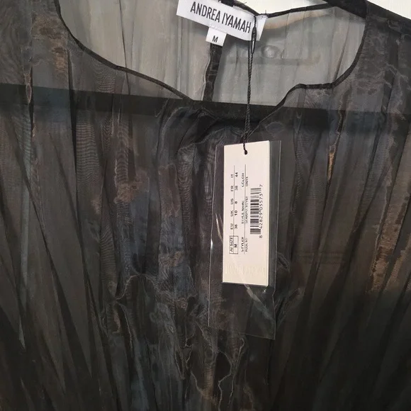 Andrea Iyamah Elegant Black Sheer Blouse - Picture 4 of 4